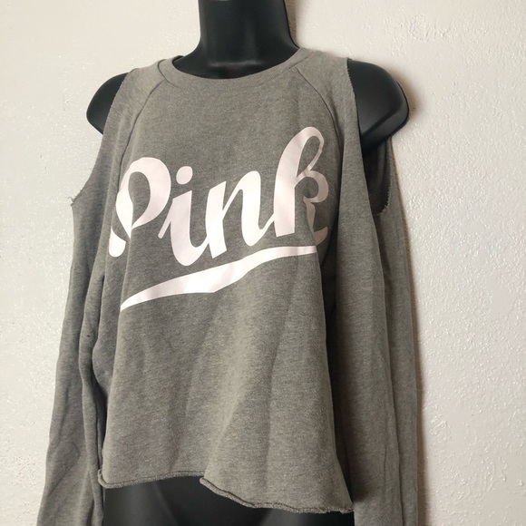 VICTORIAS SECRET PINK grey sweat shirt cold Sz XS - Picture 2 of 13